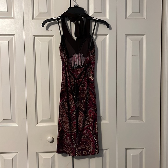 2000s Era Y2K Vintage Amy Byer Paisley Braless Halter Dress - Picture 3 of 3